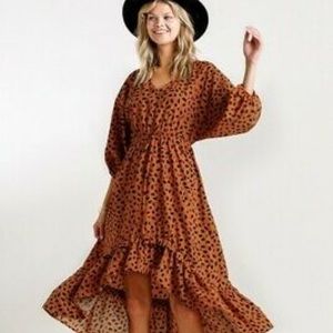 Orange Leopard High-Low Dress